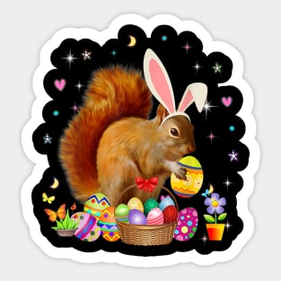 Cute Squirrel Easter Day Bunny Eggs Easter Costume Sticker